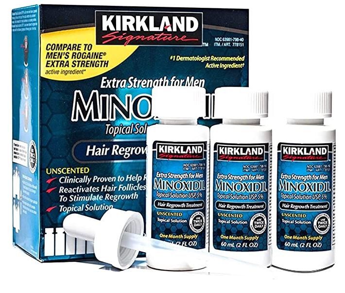 Kirkland Minoxidil 5% Topical Solution Extra Strength Hair Regrowth Treatment for Men Dropper Applicator Included (6 month supply)