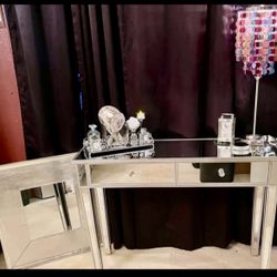 Mirrored Vanity Desk Set Bundled