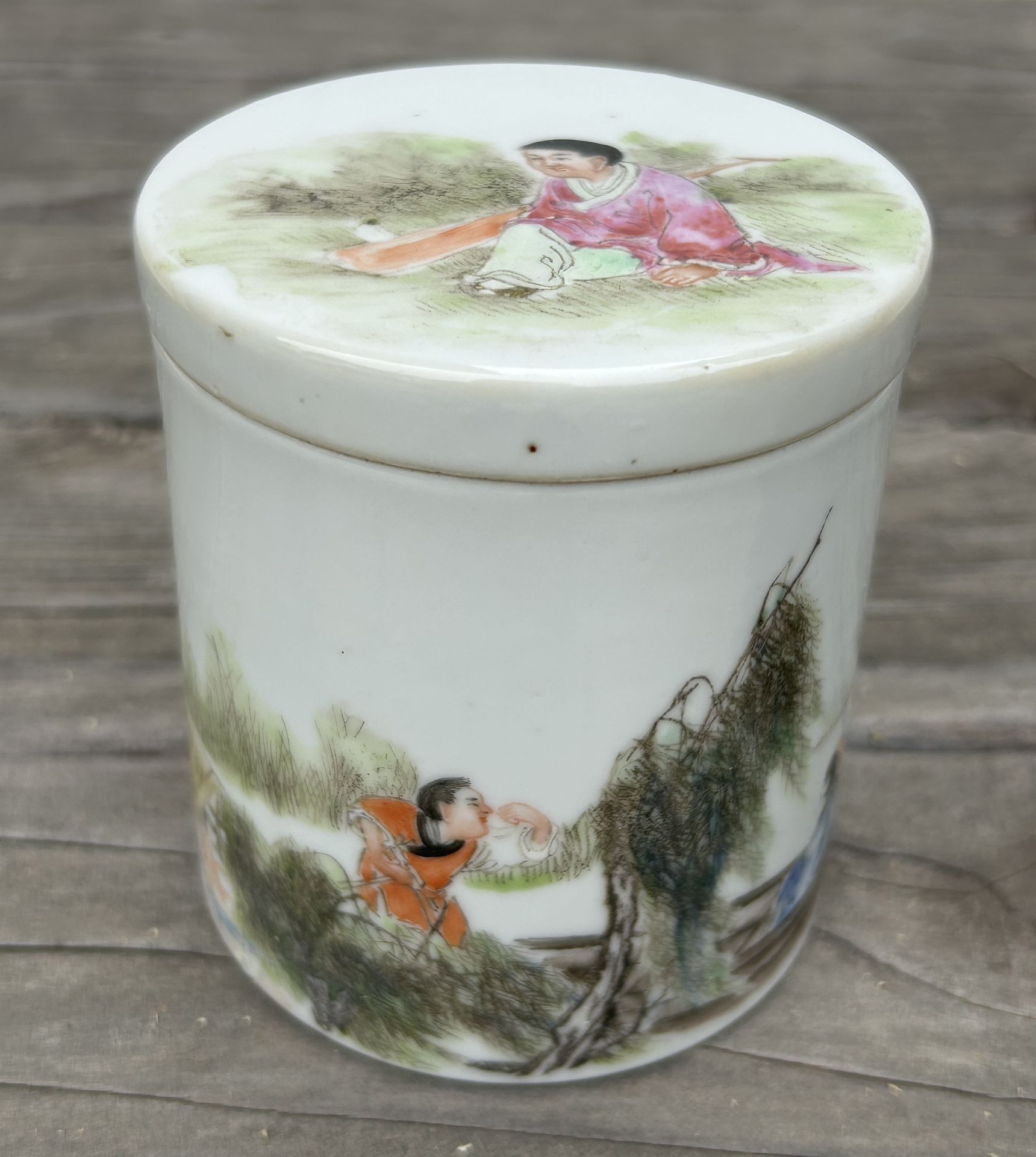 Old Antique Chinese Porcelain Covered Jar