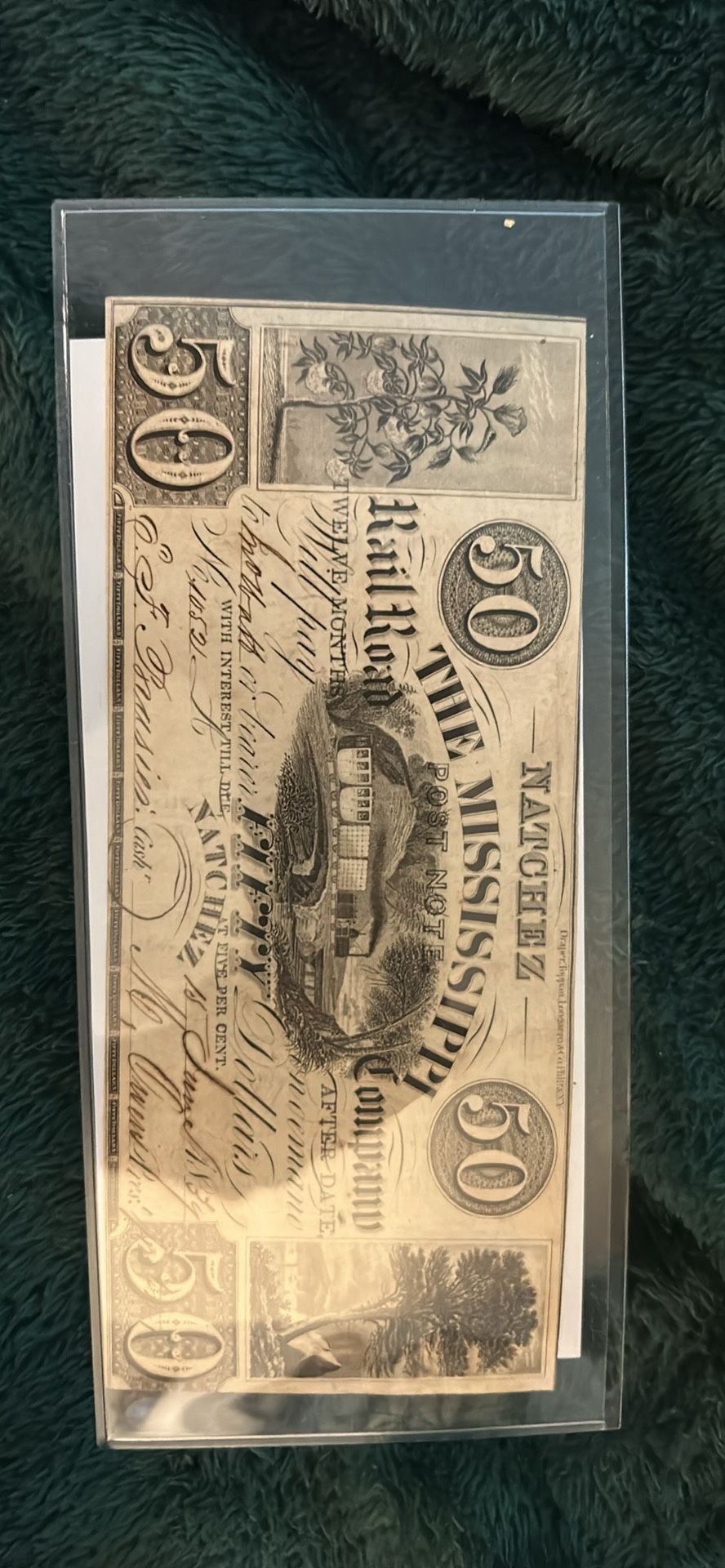 1878 Mississippi Railroad 50 Cent Note
