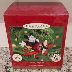 Disney Hallmark Mickey Mouse in Plane "Mickey's Sky Rider" Keepsake Ornament- 2000 - New In Box 