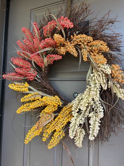 Decorative Twig Wreath with Dried Florals