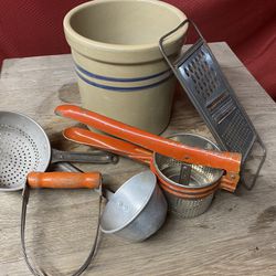 Vintage Crock And Kitchen Items 