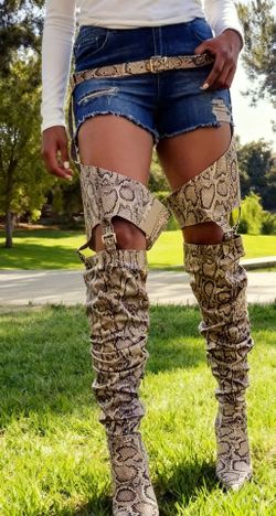 Boots over the knee and belts