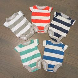 Carter's Baby Boy's Short Sleeve Striped Colorful Bodysuit Onesies, Newborn