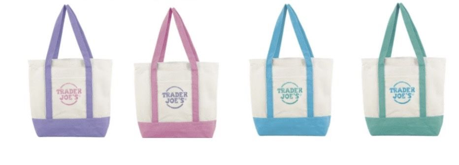 New - Trader Joe's Mini Canvas Totes Bags (Available Colors: navy, yellow, red, or forest green)