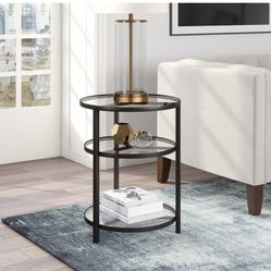 Glass & Antique Bronze Side Table 
