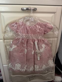 Girls Pink Formal Dress with Lace Detail