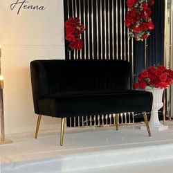 Black Velvet Loveseat - Sofa