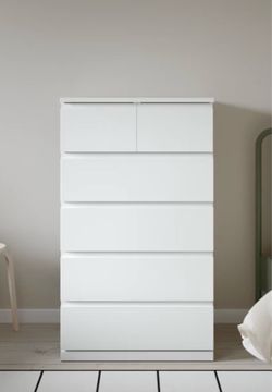 STORKLINTA 6-drawer dresser, white/anchor/unlock function, 27 1/2x18 7/8x47 1/4 "
