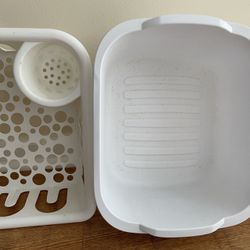 Dish Tub/Pan+Dish Rack Drainer/Sterilite-(WHITE) - NEW!