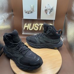 Hoka One One Anacapa Men’s Mid Gore-Tex GTX Hiking Boots Triple Black Sz 7D