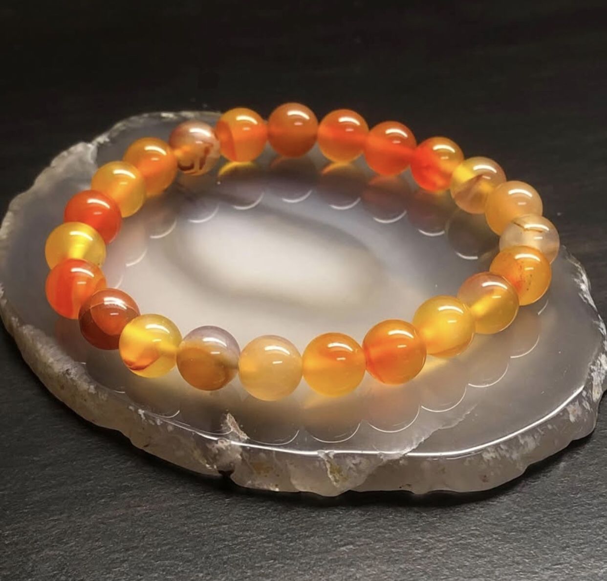 Genuine Carnelian, Unisex Stretch Bracelet