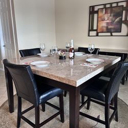 Steve Silver Co Marble Table Dining Set with Buffet