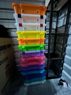 JUST TODAY! 14 Colorful Storage Bins with Lids – Classroom Organization – $40 set