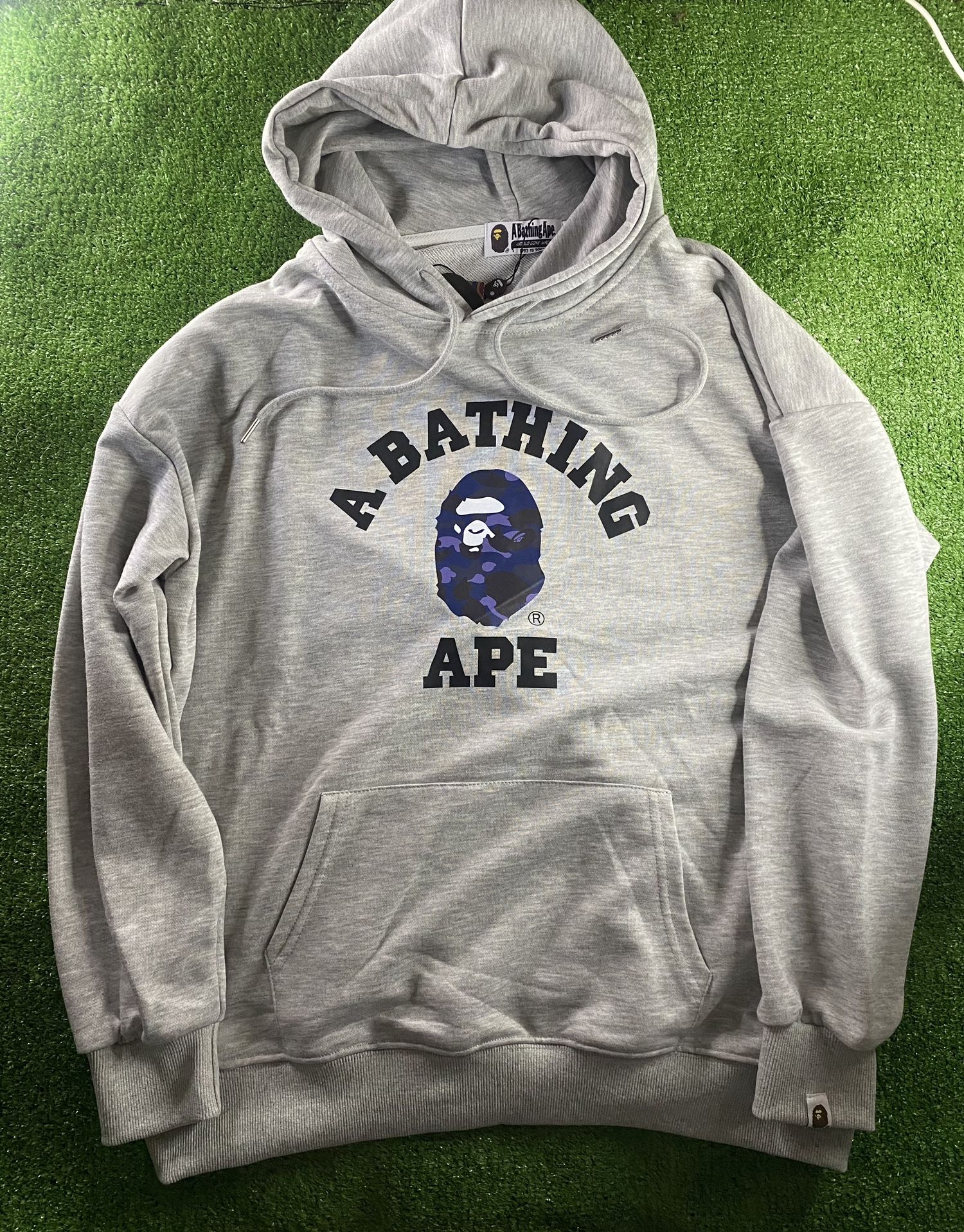 essential grey bape hoodie