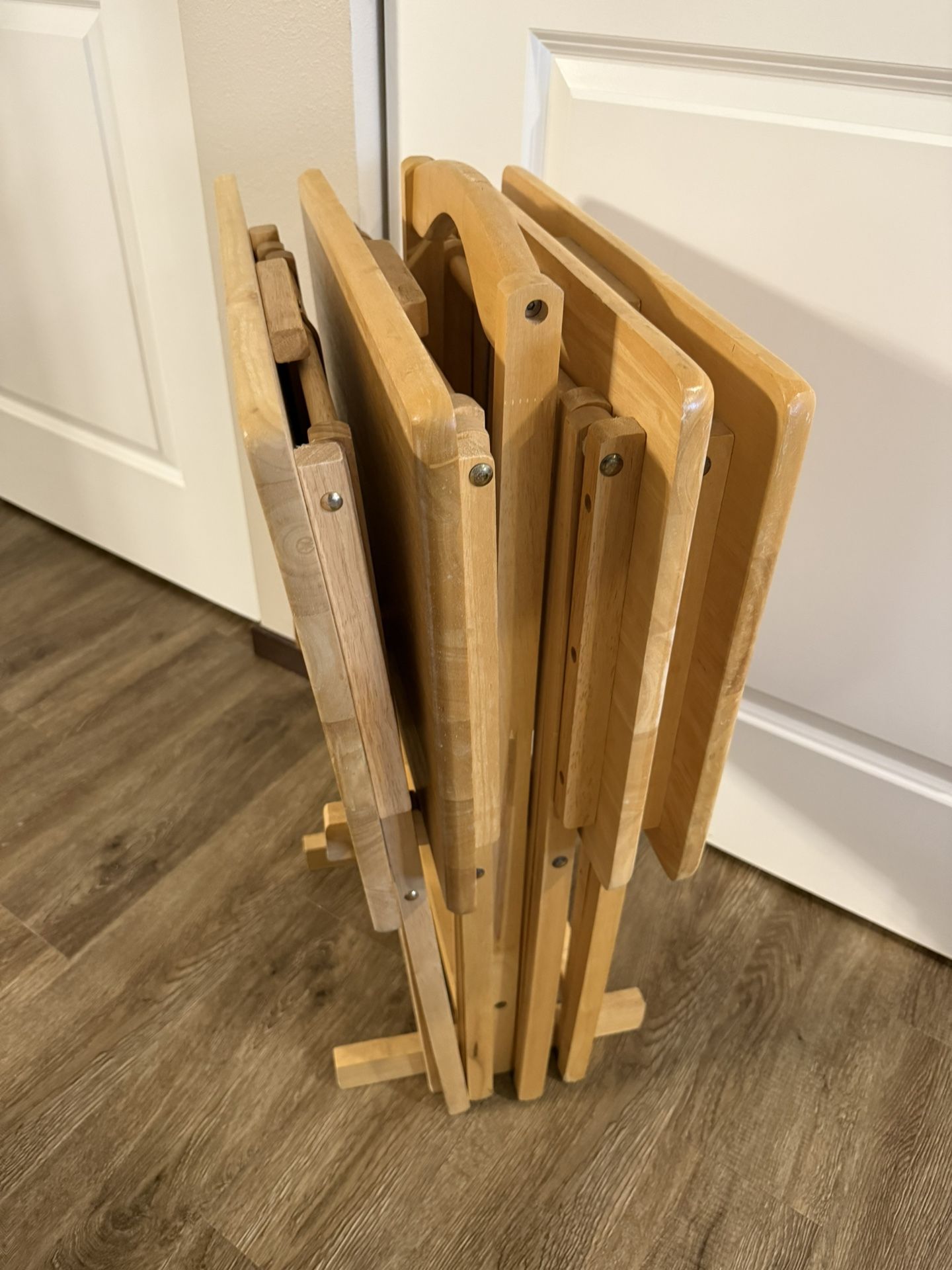 Foldable TV Dinner Tray Table with Storage Rack