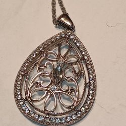 Silver Look And Crystal Pendant