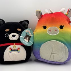 Squishmallows Rainbow Dog Bambz & Rainbow Dragon Calypsa