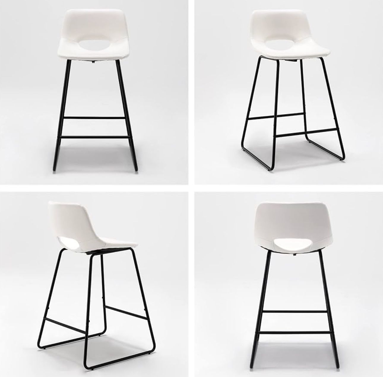 Set Of 4, White Bar Stools