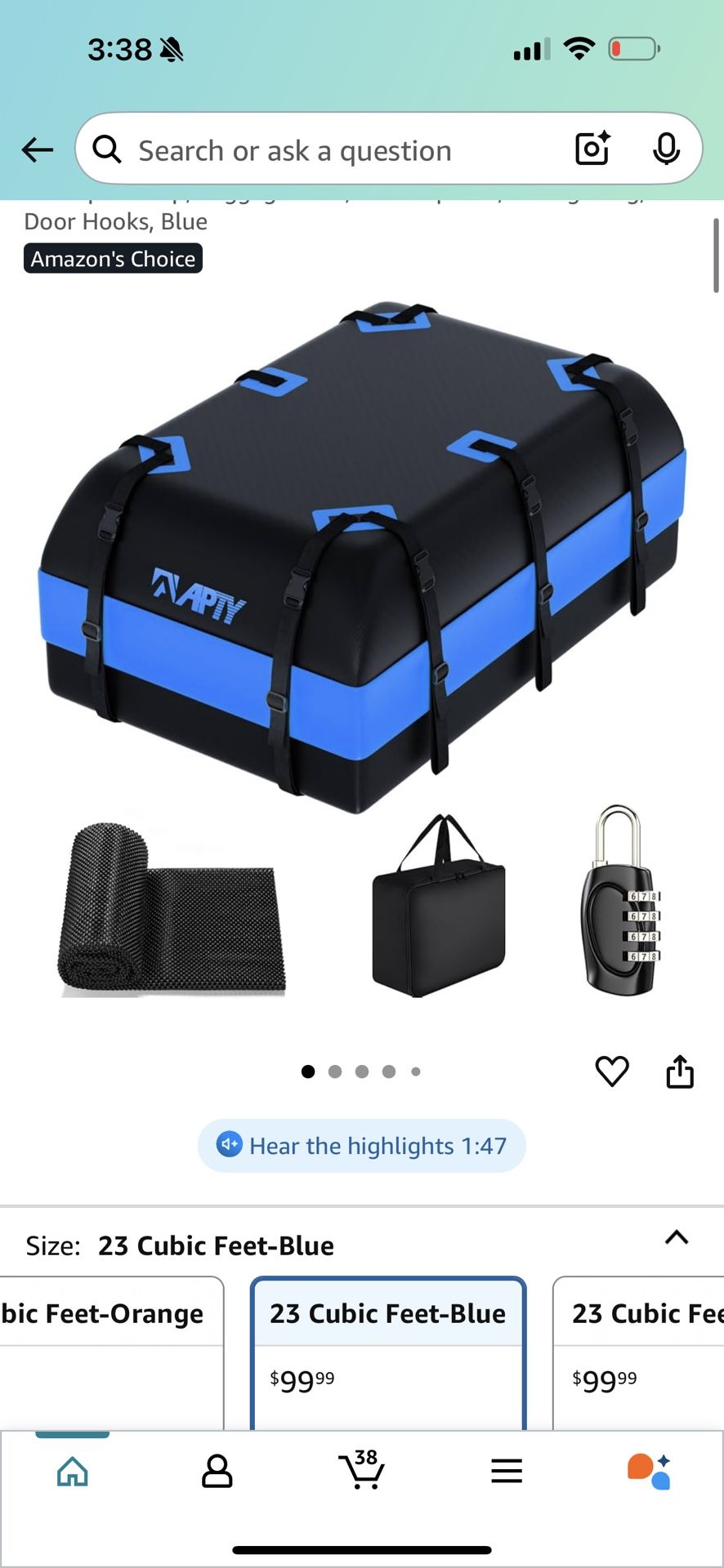 23 Cubic Feet Car Roof Bag Rooftop Cargo Carrier Storage Bag Suitable for SUV