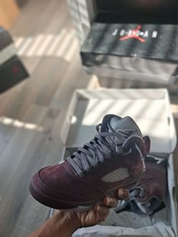 Air Jordan 5 Burgundy Suede Sneakers