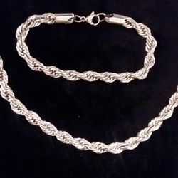 Stainless steel men's chain with bracelet