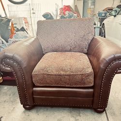 Oversized Leather And Paisley Print Chair