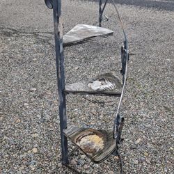 Vintage Wrought Iron Staircase 3-Tier Plant Stand - Rustic Outdoor Patio Garden Decor