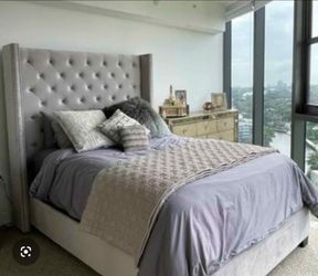 King Bed Frame, Gray, From City Furniture FL Upholstery