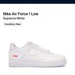 Nike  Supreme Air Force 1 Low White Size 8.5