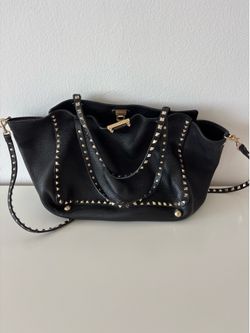 Valentino Black Rockstud Leather Tote