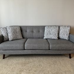 Gray 86" Modern Sofa – Excellent Condition!