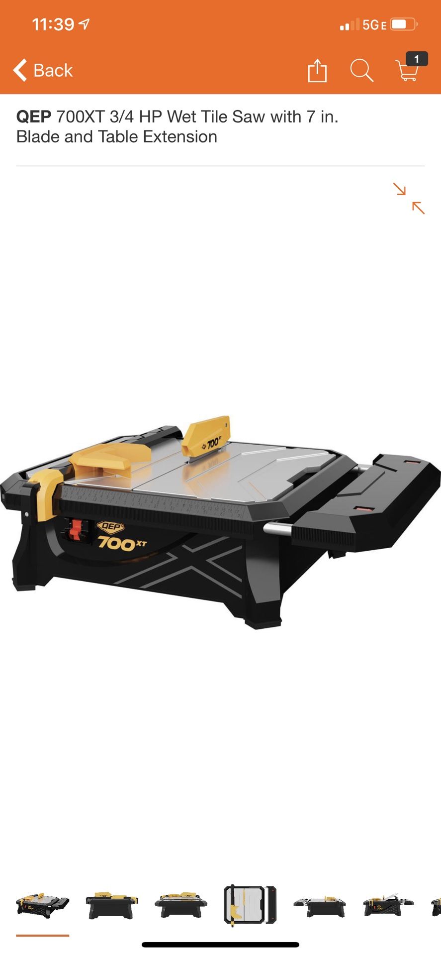 QEP 700XT 3/4 HP Wet Tile Saw with 7 in. Blade and Table Extension