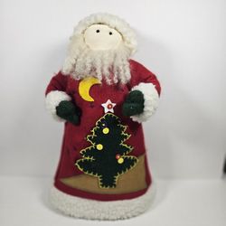Santa Claus Christmas Tree Topper Red & White Suit Christmas Tree Moon 15” tall