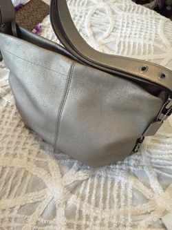 Coach metallic silver leather finish