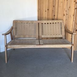 Vintage Mid Century Modern Woven Bench