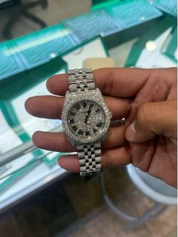 Rolex datejust 36mm iced out Hidden clasp 19 carats Vs diamonds