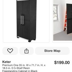 Shelf Resin Freestanding Cabinet in Black