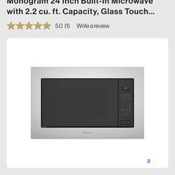 Monogram 24 Inch Built-In Microwave with 2.2 cu. ft. Capacity.