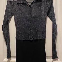 Women Mesh Button up Shirt Long Sleeve Crop Top Sexy See Through Lightweight Sheer size xsmall must pick up 