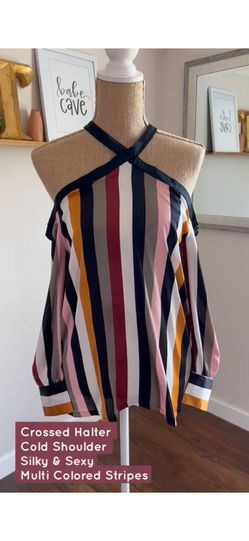 LOFT Off The Shoulder Multicolor Striped Blouse