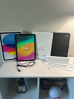 Blue iPad 10th Generation 64GB + Apple Pencil (USB-C) + black ipad case