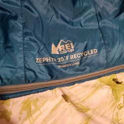 REI Zephyr 25° sleeping bag women's long 80x28