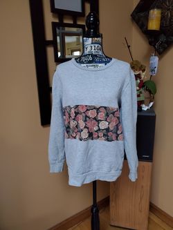 21MEN GRAY SWEATSHIRT WITH FLORAL BLOCK