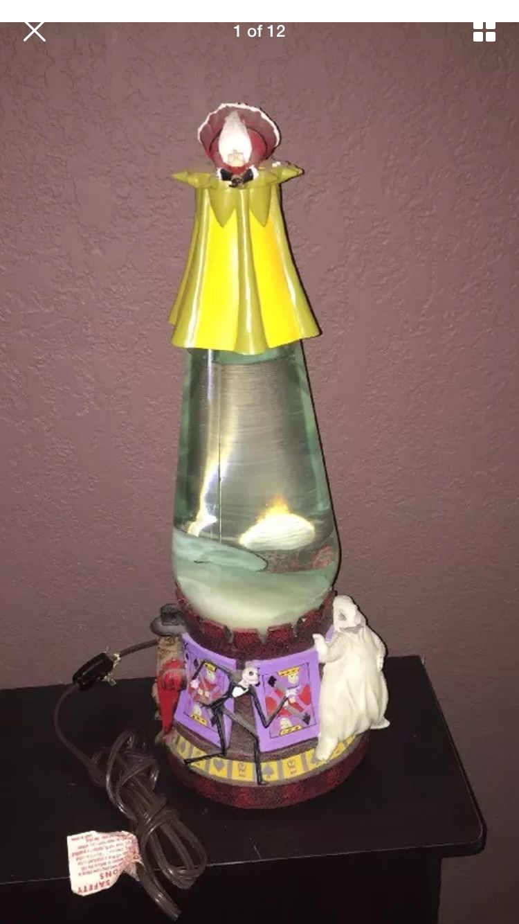Rare 2001 Disney Nightmare Before Christmas Lava Lamp NECA Works great A FEW CHIPS. One above ghost. A few top points are chipped.