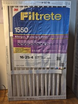 Filtrete 3M Filter 16x25x4 1550 Merv 12 for Honeywell, TrionAirBear, Bryant, Carrier and Lennox New 