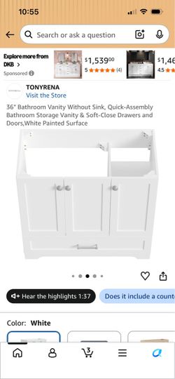 36” bathroom vanity  white new in box