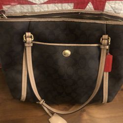 Coach Peyton Large Leather Signature Tote Purse
