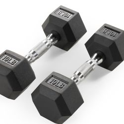 10lb Pair Rubber Hex Dumbbells - Brand New (20 lbs total)